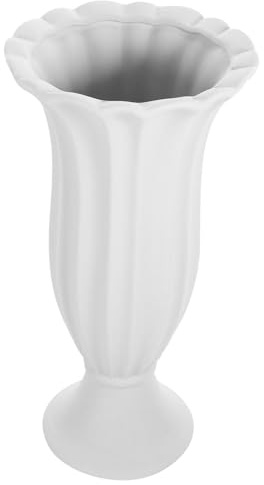 Ceramic Roman Column Vase for Cemetery Flowers Weather Resistant White