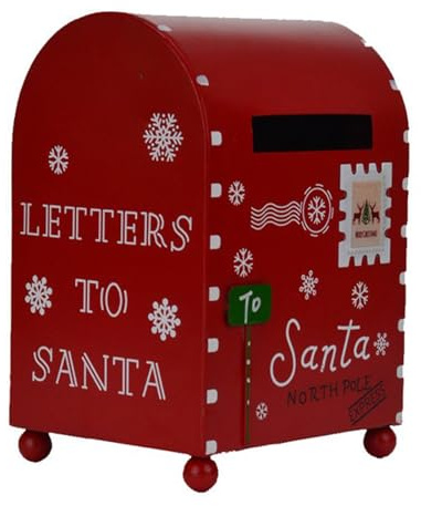 BeiJingYZ Christmas Creative Decorative Small Mailbox, Standing Mailboxes for Outside, Iron Drop Box with Beautiful Pattern, Red, 6 * 5 * 8 in