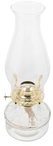 UTHCLO Lámpara de Queroseno Vintage con Pantalla de Transparente y Luz Ajustable Quinqué Aceite Decorativo para Interiores Linterna de Petróleo Ambiente y Emergencia