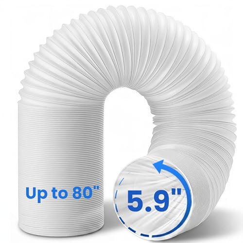 SUREPHON Portable Ac Hose, 80 length 5.9 Diameter Portable Air Conditioner Exhaust Vent Hose, Anti-Clockwise Thread Universal Replacement Ac Duct Hose (No Coupler)