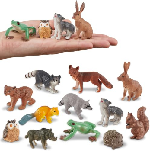 TOEY PLAY Animals Figures for Kids, Forest Animal Toys, Miniature Wild Zoo Animals Playset, Woodland Creatures, Squirrel, Rabbit Toys for Boys Girls 3 4 5 6