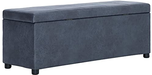 Plumbpyr Panchina con vano portaoggetti, 116 cm, effetto camoscio, resistente, moderna panchina per corridoio, spogliatoio, rettangolare, semplice, design scandinavo