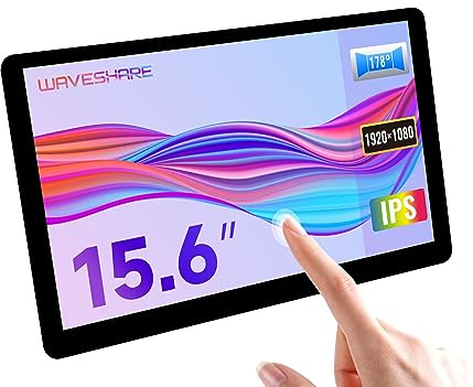 Waveshare 15.6inch Capacitive Touch Screen 1920 x 1080 Pixel LCD with Toughened Glass Cover, HDMI, IPS, compatible with Raspberry Pi/Jetson Nano/PC/Game Console
