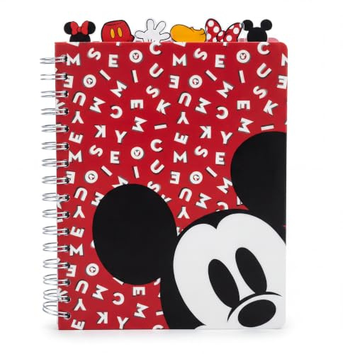 Disney Minnie and Mickey Mouse Journal Notebook, Spiral Bound, 144 Lined Pages, 8 x 7 inches, Red