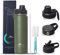 U2PlCK Vacuum Insulated Water Bottle 700ml (24OZ) Leakproof Outdoor Mug with 3 Replaceable Cup Lids for Cycling,Running,Gym,Camping,Travel (Green)