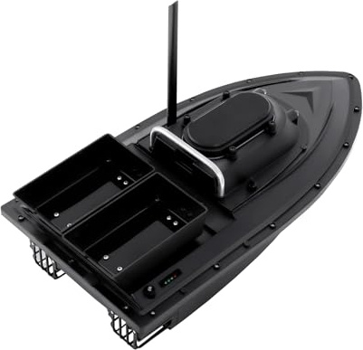 YyanLAK RC foderbåt, 500 m svart dubbelbeteshylsa, 100–240 V 1,8 kg trådlöst fiskedrag foderbåt fjärrkontroll för floder sjöar silkeslent vatten.