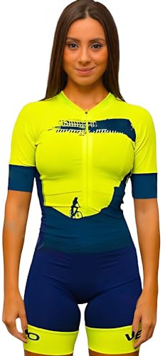 Traje de ciclismo para mujer, manga corta, color morado, 12 colores, tallas XS a 4XL, Amarillo 4, XS