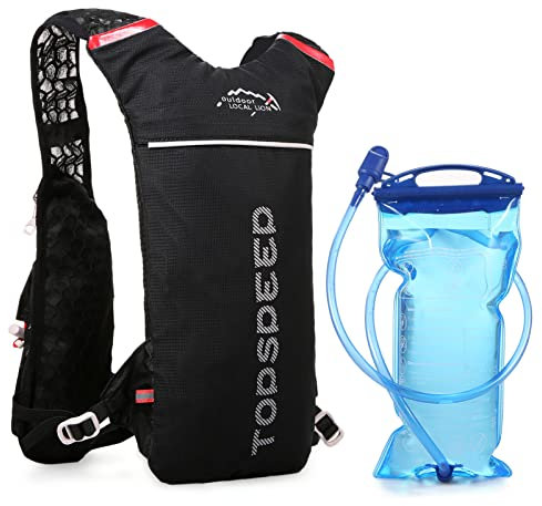 Kavolet 5 l dryckesryggsäck med 2 l vattenbubbla superlätt, ventilerande drickväst, hydrationspaket cykelryggsäck för löpning, camping, vandring, maraton