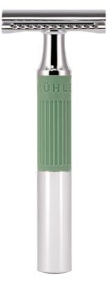 MÜHLE NEO Rasierhobel - Sicherheitsrasierer für einsteigerfreundliche Nassrasur - Metall mit Gummigrip-Griff - Salbeigrün