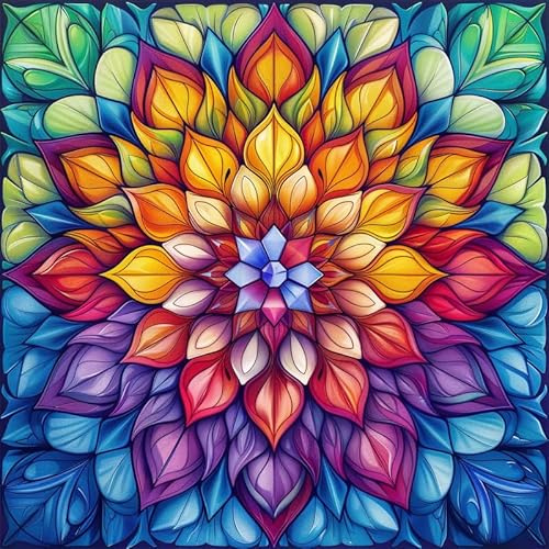 Bimkole 5D Diamond Painting Kits Mandala Blomma Full Borr Gör-Det-Själv Strass Broderi Set Färg Med Diamanter Konst Efter Nummer Kit Korsstygn Hem Vägg Hantverk Dekoration (30x30cm) yT2656