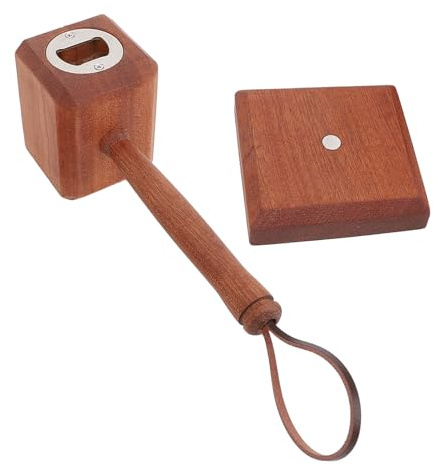 Hammer Bottle Opener, Wooden Hammer Beer Opener with Stand Base for Men Husband Dad Grandpa Boyfriend Beer Lovers