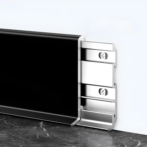 Raouoae Zócalos De Aleación De Aluminio De 125cmx2 Para Suelos Laminados, Vinílicos, Parqué Y Muebles De Cocina, Diseño Moderno, Duraderos Y Fáciles De Instalar Para Uso Comercial Y Doméstico(Schwarz,