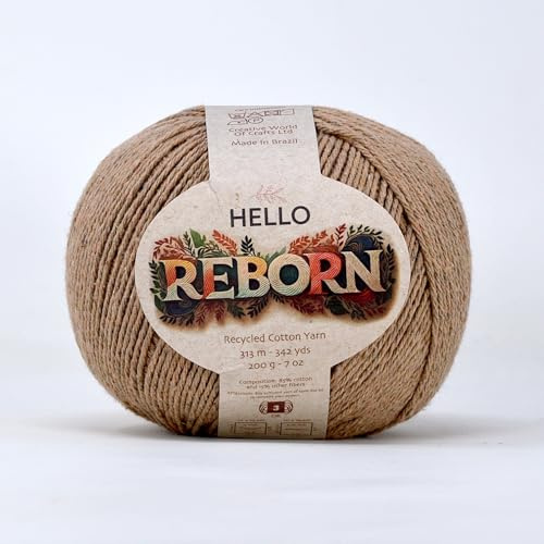 Reborn Fil à tricoter DK en coton recyclé – Jute – 200 g