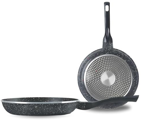 Frying Pan 20cm Non-Stick Skillet Aluminium with Soft-Grip Handle Dishwasher Safe All Hobs, Durable & Easy to Clean