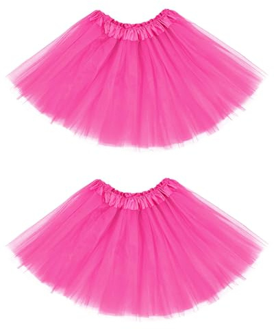 Century Star Hot Pink Tutu for Toddler Girls Tulle Ballet Skirts Princess Tutus for Baby Kids Infant 4 Layers Halloween Christmas Dress up Birthday Party Festival 2-8 Years 2 Pack