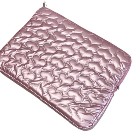 Ailan Pearl Tablet förvaringsväska Slitstark Säker passform Fluffy Construction 10 tum Love Bow förvaringsväska 10 tums förvaringsväska, rosa, 13-14 tum