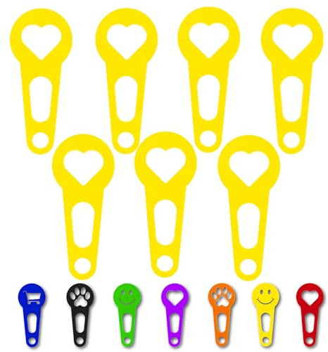 OnAir® Gettoni per Carrello Spesa con Portachiavi – Gettoni Subito Estraibili, Facili da Usare e da Reinserire (Cuore, Giallo, 7 pezzi)