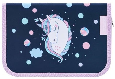 Herlitz Federmäppchen Klappbare Zwei Klappen mit Ausrüstung, Kinder Tasche für Schulutensilien, Funktionelles Utensilien-Set für Schüler, Unicorn Dreams