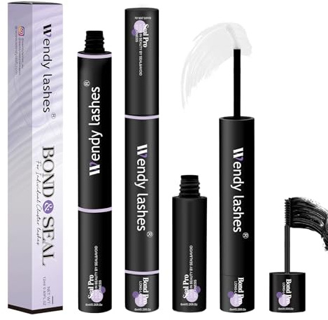 Colla Ciglia Finte 12ML Waterproof Lash Bond and Seal per Ciuffetti Ciglia Finte Colla Extension Ciglia Fai Da Te Kit Cluster Lash Glue(2-IN-1-Bond)