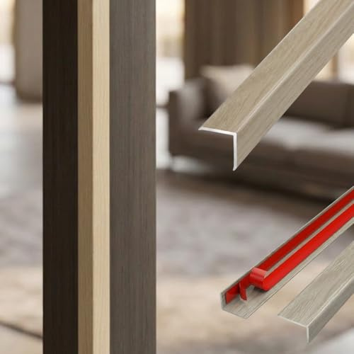 Profilo di transizione effetto legno Alluminio autoadesivo 90cm, Striscia di transizione pavimento a L, Profilo angolare per bordi scale, parquet e laminato(Light Mocha,W35*H20mm*L0.9m)