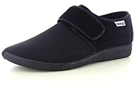 EMANUELA 985 Nero Pantofole Uomo Made in Italy Lavabili in Lavatrice A 30 Gradi Strappo Tessuto Felpato Parte Posteriore Tomaia Frontale Elasticizzata Zeppa 2,5 CM Nero 43