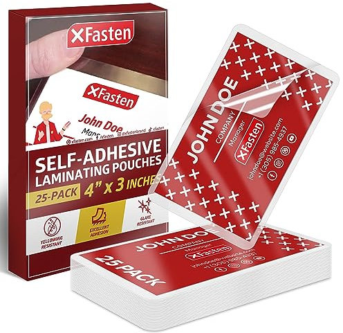 xfasten selbstdichtend Laminierfolien Business Card Größe, 9,5 Mil und hartem selbst Laminieren Business Karten Beutel (25 Stück)