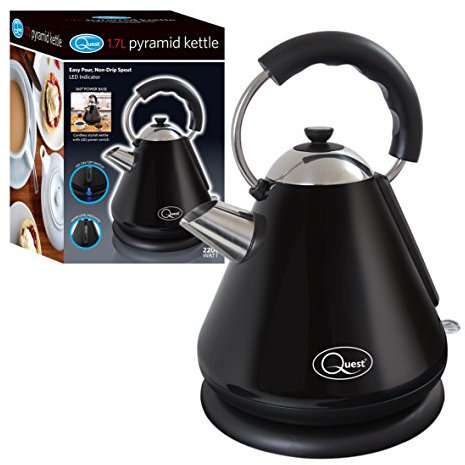 Quest 34510 Fast Boil Pyramid Shape Cordless Kettle, 2200 W, 1.7 liters, Black