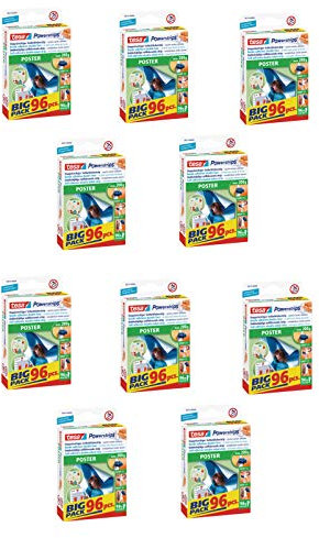 Tesa Powerstrips Strips Poster, Big Pack 96 Stück (10 Packungen/POSTER, Big Pack 96 Stück)