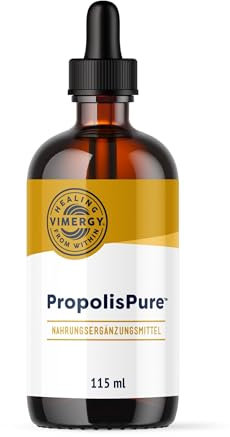 Vimergy PropolisPureTM (57 Dosi - 115 ml) – 1220 mg di Estratto di Propoli – Propoli da Bere Standardizzata ai Polifenoli – Vegetariano – Senza Zucchero, Leganti, OGM o Glutine