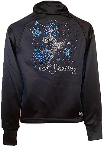 UniqGarb Ice Skating Jacket for Girls Women Black Skate Jacket CM Ice Skating Blue