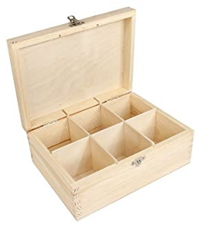COLLECTOR Organizador de caja de té de madera para 6 tipos de sabores de té con divisores - pirograbado de decoupage artesanal