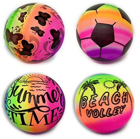 AMLI Bunte Bälle für Kinder - 4-teiliges Set mit unterschiedlichen bunten Bällen | Regenbogenbälle für den Wasserspaß | Spielbälle auch für Erwachsene