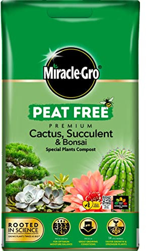 10L Cactus, Succulent & Bonsai Premium Compost, Peat Free, Fertiliser Mix for Healthy Growth, Ideal for Indoor and Outdoor Plants