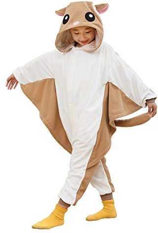 Unimyst Unisex Kids Flying Squirrel Onesie Pajamas, Polar fleece Role Playing Animal One Piece Halloween Costume Pajamas Home Clothing