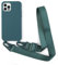 Handykette Hülle für iPhone 15 Pro(6.1) mit Band Halsband Lanyard (abnehmbar) Handyhülle,Handyhülle mit Verstellbarer Lanyard,Stoßfest Silikonhülle Handykette Handyhülle .-Grün