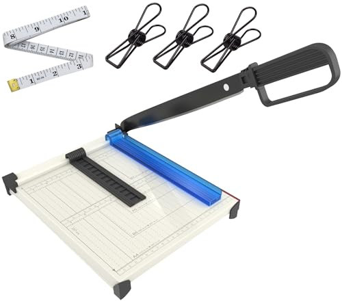 Hmfmdy Papierschneider aus Metall, 12 Zoll A4 Fotoschneider Hebelschneider, Guillotine Papierschneider, Scrapbooking Werkzeug zum Schneiden von Papier Cutter für Fotos, Handwerksprojekt, Etikett