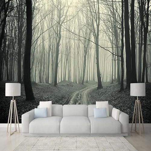 Benutzerdefinierte 3D-Tapete Retro Nebeliger Wald Baum Fototapete Wohnzimmer Tv Sofa Restaurant Kreative Tapeten Für Wände 3D 430Cm(W)×300Cm(H)