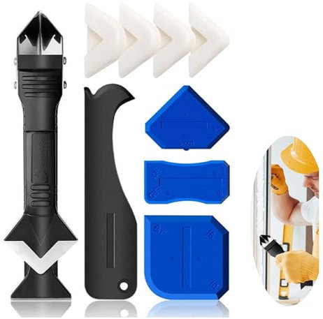 NestNook Herramienta de acabado de sellador de silicona, herramienta de eliminación de calafateo raspador de calafateo, removedor de calafateo de silicona y kit de herramientas aplicadoras con 5