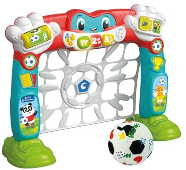 Clementoni - Cuentagoles Portería Interactiva - Centro de Actividades con Futbol - Aprende Letras, Números, Formas y Colores, Portería con Sensor Óptico, Juguetes Infantiles +18 Meses, 61430