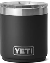 YETI Rambler Lowball, Vacuum Insulated Stainless Steel Stackable Lowball with MagSlider Lid, Black, 10 oz (296 ml)