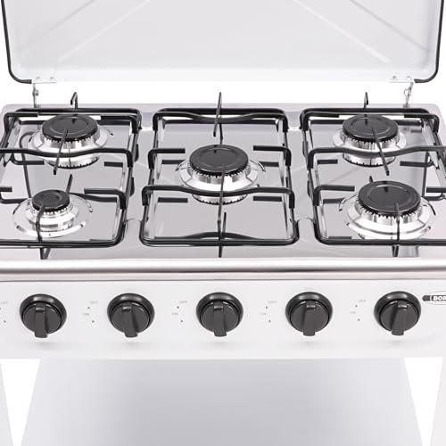 Cuisinière à gaz naturel avec brûleurs 4/5, cuisinière à gaz naturel portable équipée d'une étagère de rangement à double couche, design amovible, utilisée comme poêle de comptoir sans pieds (blanc,