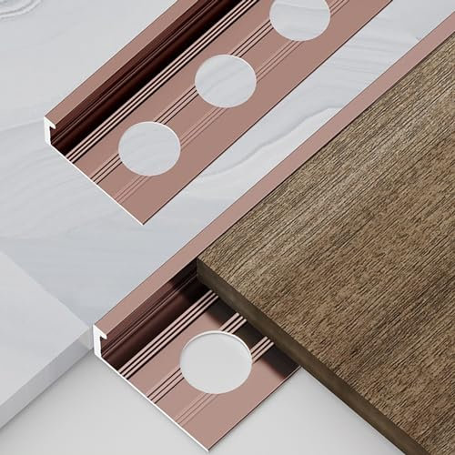 Raouoae Riel De Aluminio para Baldosas Perfil De Extremo En L 125 Cm X 2 Piezas Protector De Bordes Resistente Al Desgaste Baño, Cocina Y Salón(Rose Gold,W:13.1MM)