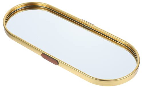 TOGEVAL Plateau de Présentation de Maquillage Miroir Doré 30x12 Cm en Verre Trempé Organiseur de Bijoux et Accessoires pour Commode Salon Fête