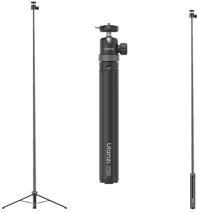 ULANZI TT24 Selfie stick treppiede 150 cm con 4 piedi, Apertura automatica, Cavalletto action cam a sgancio rapido CKA, Carico 1 kg, Compatibile con Insta360 ace pro X3 4 5, DJI Pocket Action, Go pro