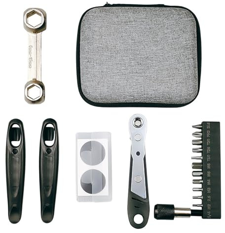 Juego de herramientas multifuncionales para reparación de bicicletas con bolsa de almacenamiento para bicicletas de montaña con parches y palancas de neumáticos, herramienta de bicicletas