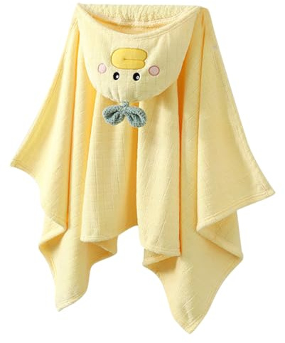 Set di panni da bagno con cappuccio – Morbido asciugamano per bambini, struttura morbida e assorbente per il bagno, superficie delicata sulla pelle, per bambini piccoli, asciugatura rapida con morbido