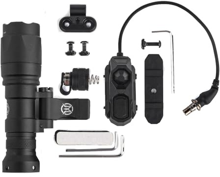 GLECTICAL M340A Linterna Táctica Fija, 600 Lumen LED Táctico Linterna con Almohadilla de Presión y Botón Dual de Cola para MLOK/Keymood/20mm Sistema Picatinny Rail
