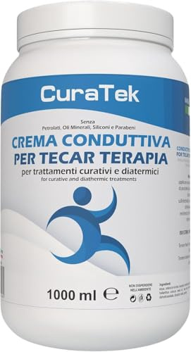 CURA FARMA CuraTek - Crema Conduttiva Tecar, Diatermia e Fisioterapia, 1L, Fluida e Idratante per Radiofrequenza - Crema Diatermica per Trattamento Capacitivo e Resistivo con Apparecchio Tecarterapia