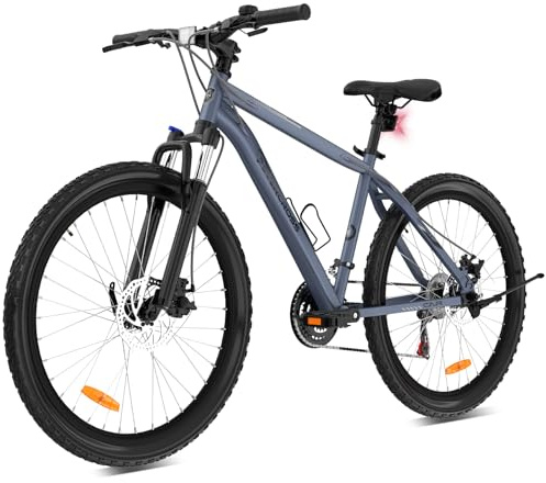 EVERCROSS Mountain Bike for Adult Men Women, 26'' Outdoor Cycling Bike, 21-Speed Gear System,Aluminum Frame Bicycle with Front Suspension, All-Terrain Bike with Disc Brakes,150 kg Max Load Grey