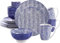 vancasso Takaki Porcelain Dinner Set for 4, Japanese Style Crockery Blue Dinnerware Tableware, 16 Pieces Dinner Service with Dinner Plates, Dessert Plates, Cereal Bowls and Mug